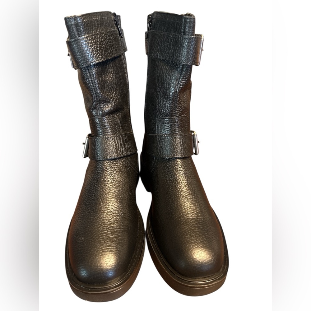 Steve Madden women’s Nolan boots black silver buckle moto Size 10 runs small NIB - Picture 3 of 8